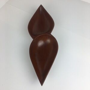 CaribCraft Mahogany Double Leaf Wooden Bowl Made in Haiti Vintage MCM Tiki Party